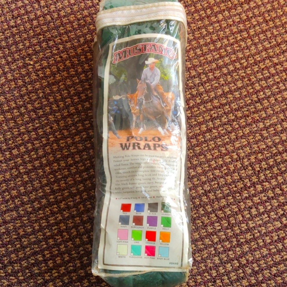 Mustang Fleece Polo Wraps Hunter Green Horse Size, Set Of 4, NWT